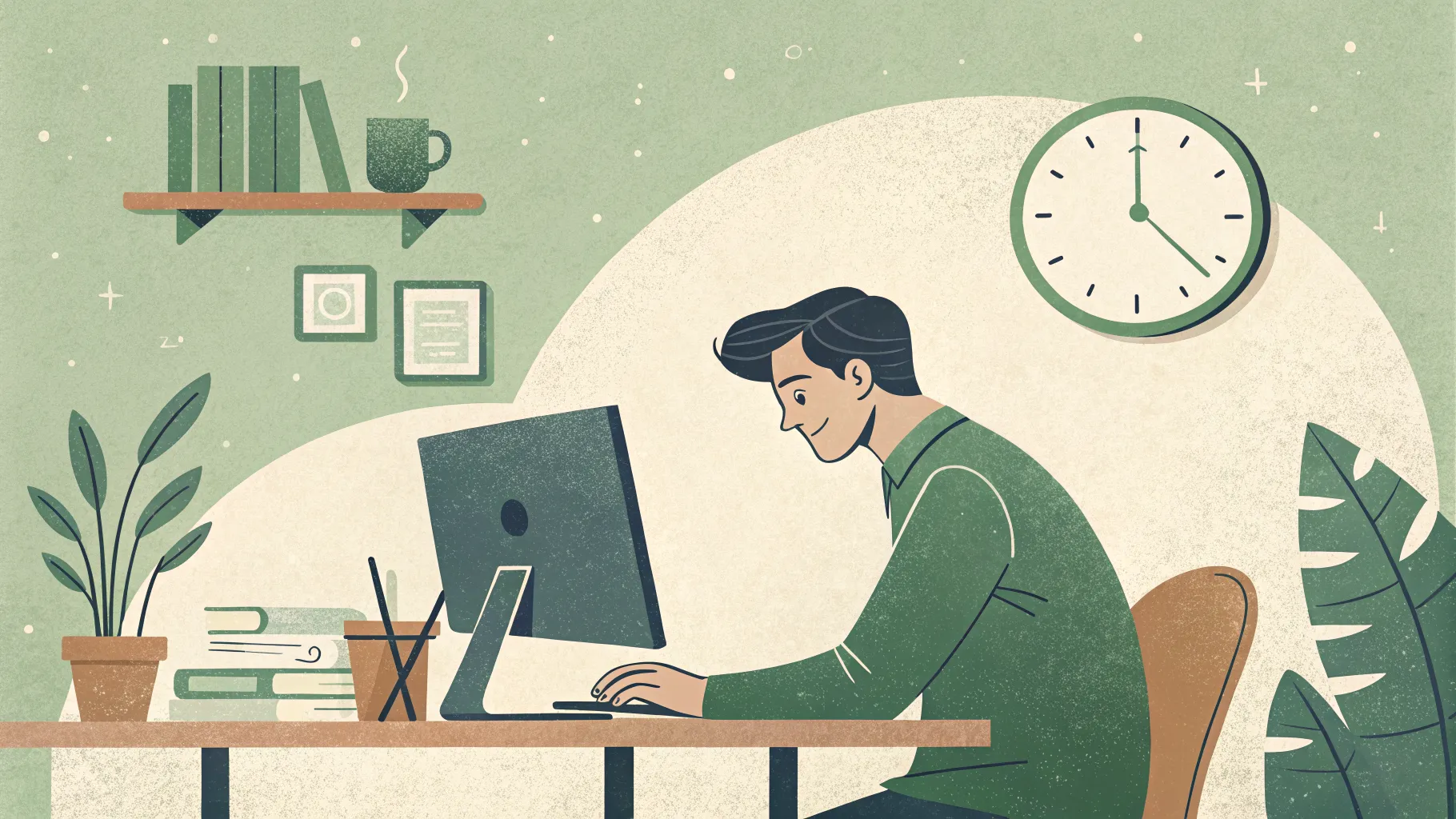 A knowledge worker at a clean desk, email application open on screen, working through messages systematically with clear intent, other tasks visibly set aside for later